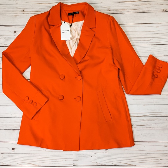 English Factory Jackets & Blazers - NWT English Factory Red Double Breast Blazer || L